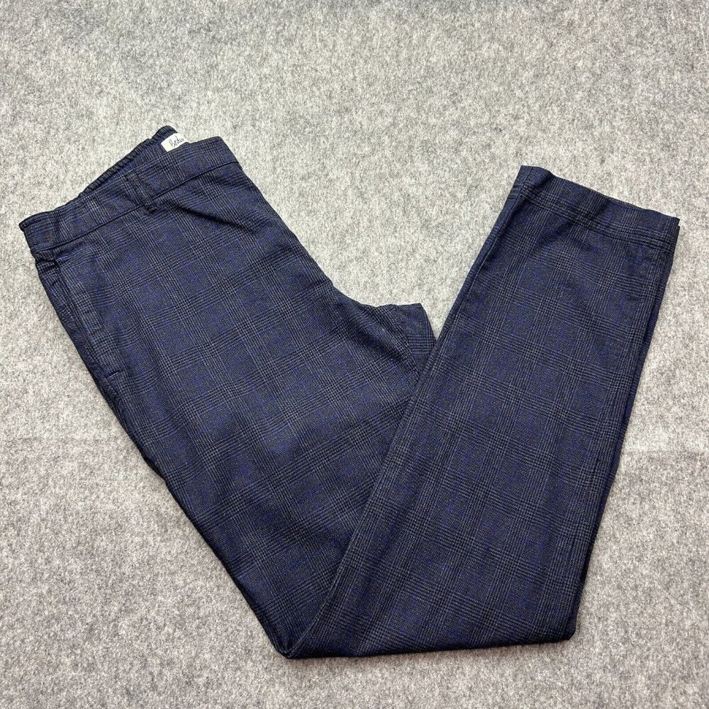 Boden Slim Leg Pants Men's Size 36 X 34 Mid Rise Drawstring Waist Navy Plaid